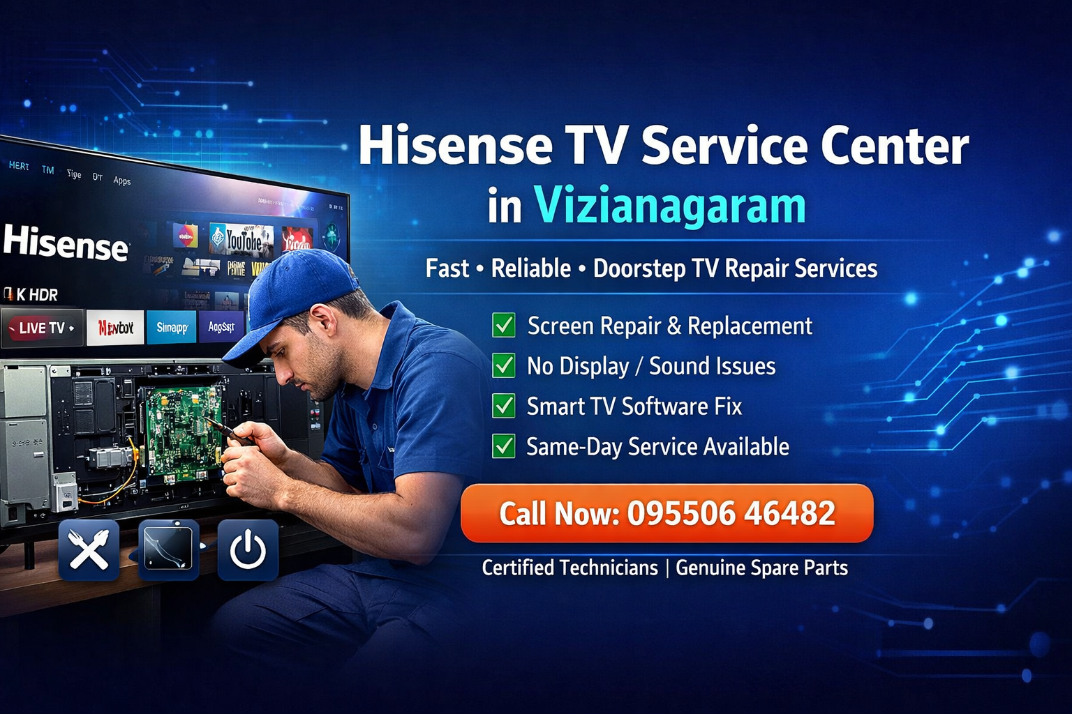 hisense tv repair in vizianagaram